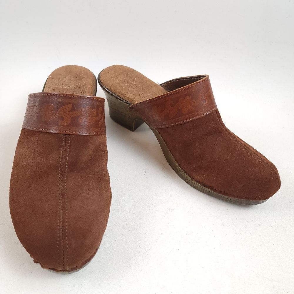 Italian Shoemakers y2k damiani's Archie Leather Heeled Clogs shoes Size 8